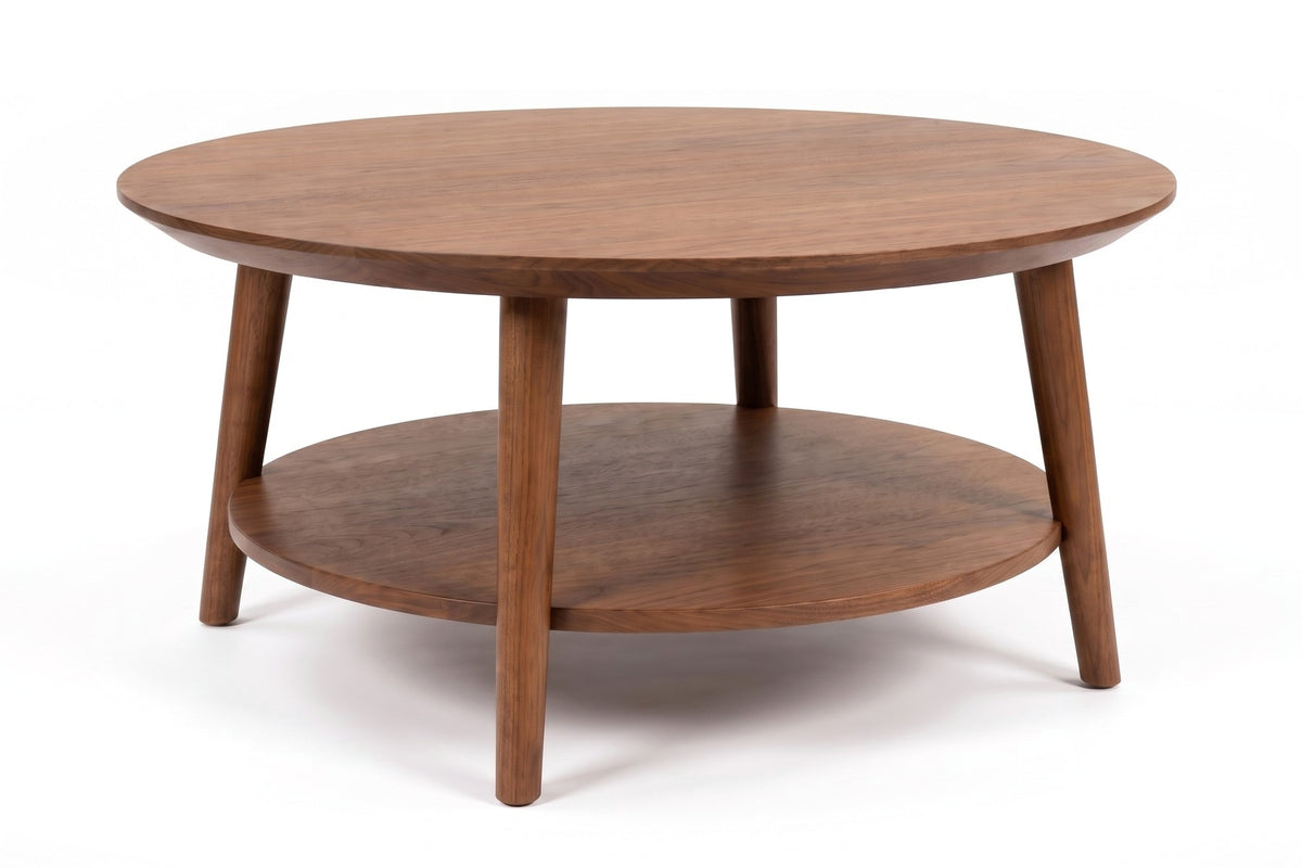 Ramatuelle Walnut Round Coffee Table on white