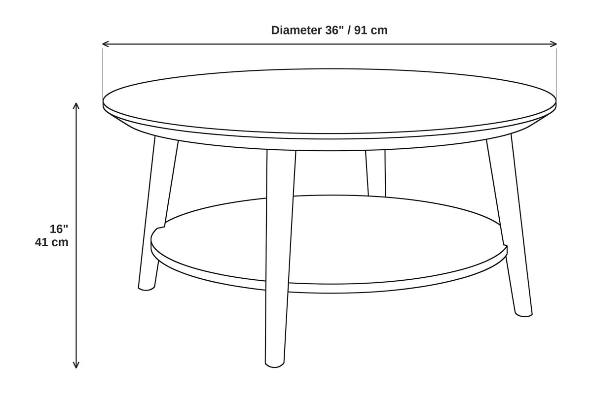 Ramatuelle Walnut Round Coffee Table dimensions