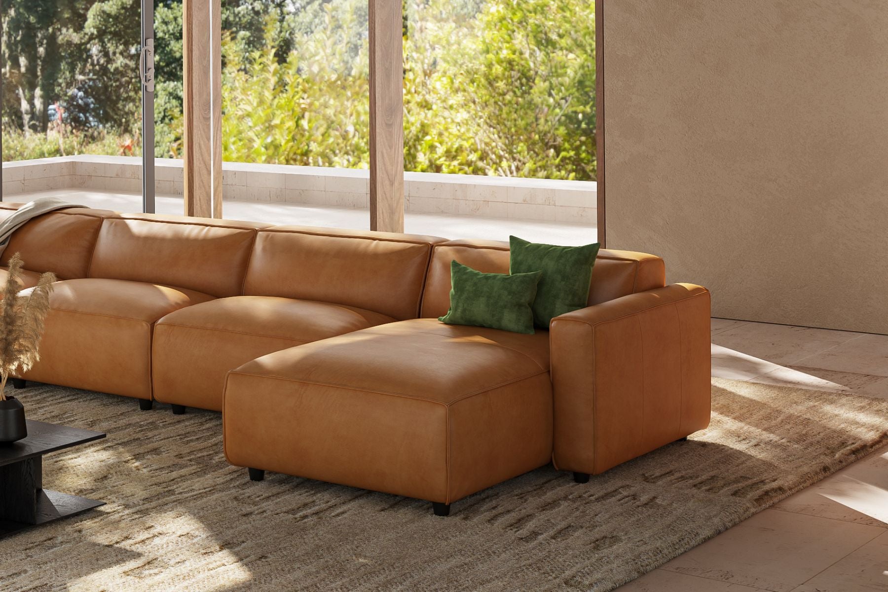 Allodi Full-aniline Leather Modular Sectional Sofa with Feather-Filled