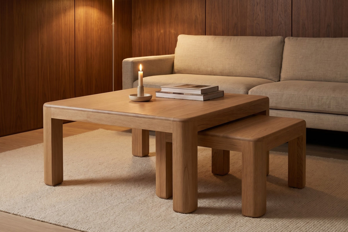 Roussillon Nesting Coffee Tables – Solid Wood, Rounded Corners, Set of 2