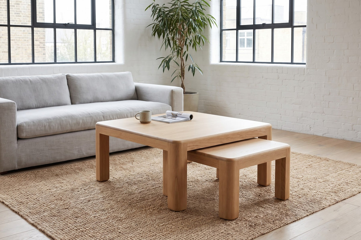 Roussillon Oak Nesting Coffee Tables in a room setting