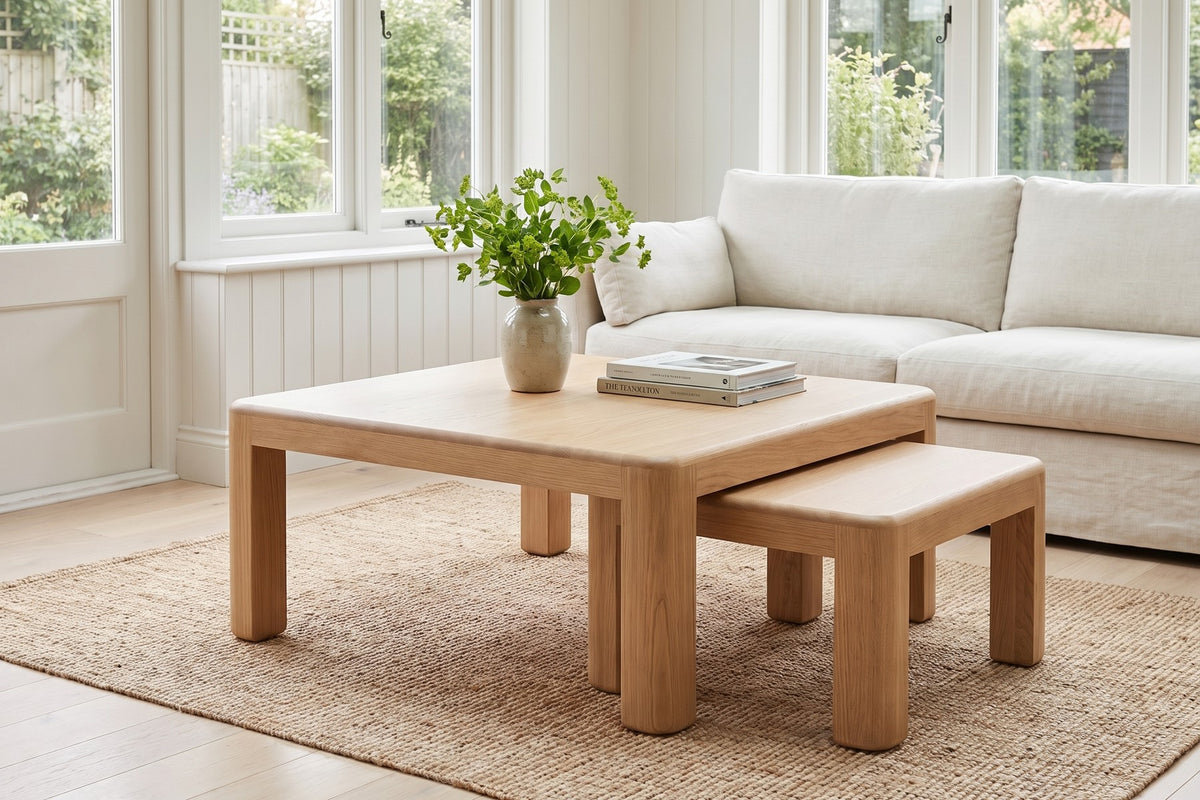 Roussillon Nesting Coffee Tables – Solid Wood, Rounded Corners, Set of 2
