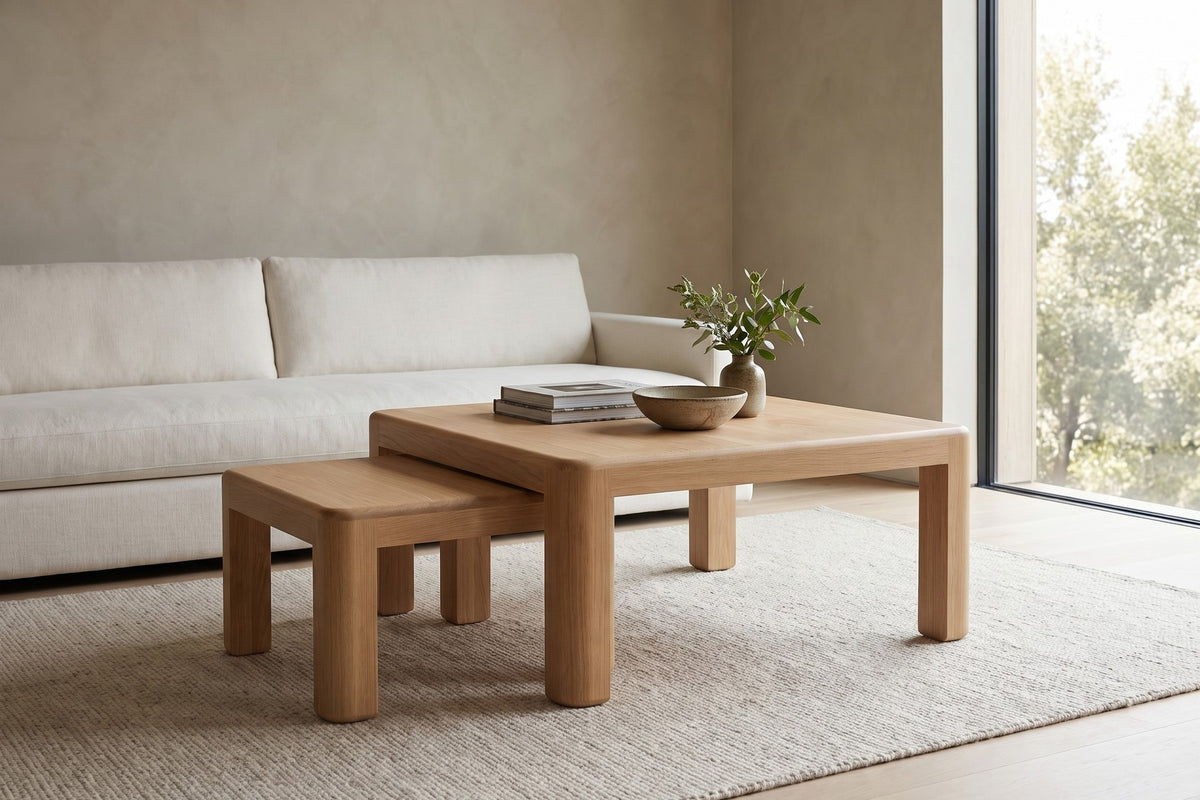 Roussillon Nesting Coffee Tables – Solid Wood, Rounded Corners, Set of 2