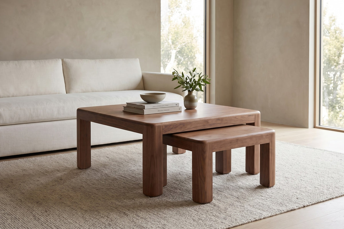 Roussillon Nesting Coffee Tables – Solid Wood, Rounded Corners, Set of 2