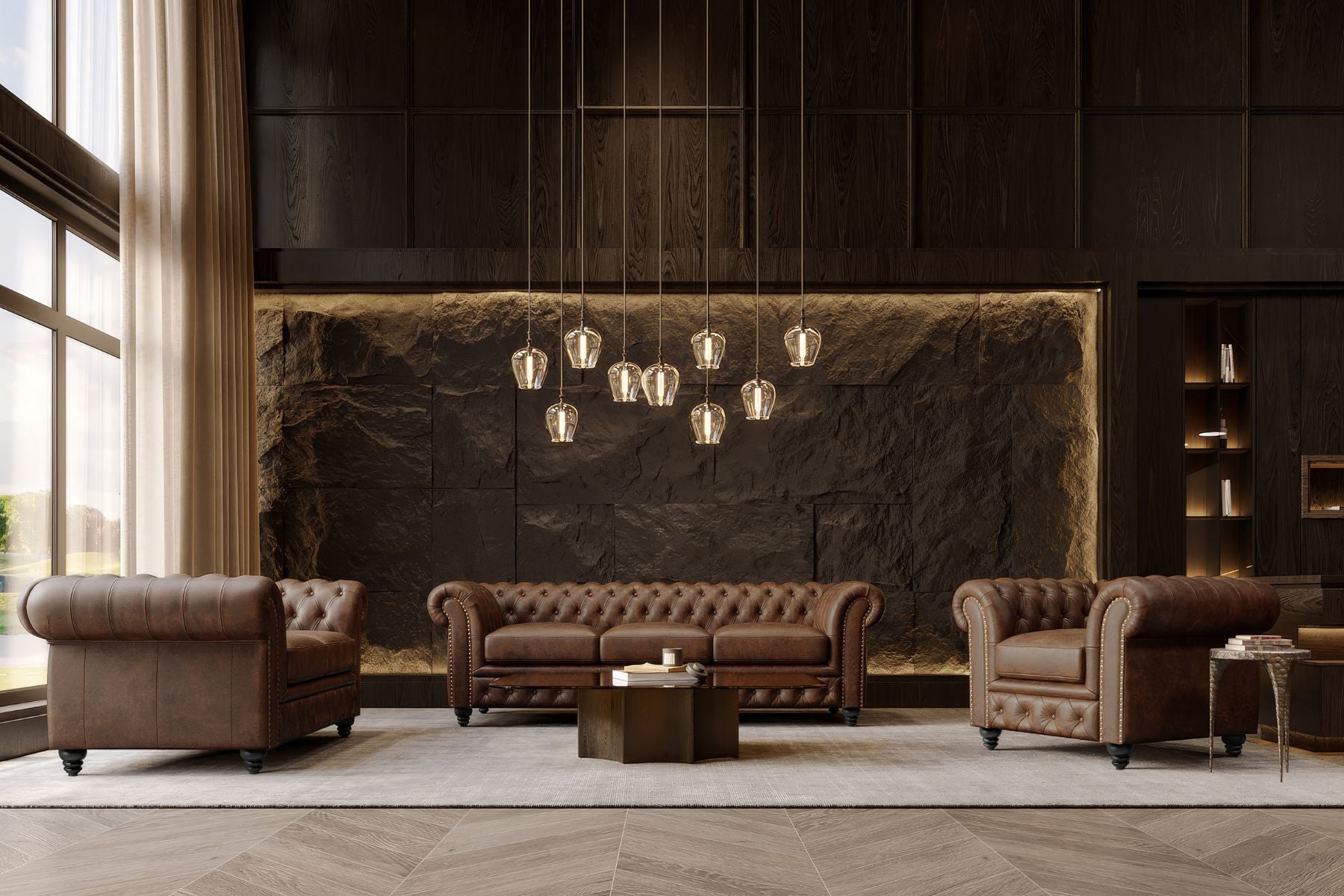 Figaro Nordic Hygge™ Leather Chesterfield Sofa