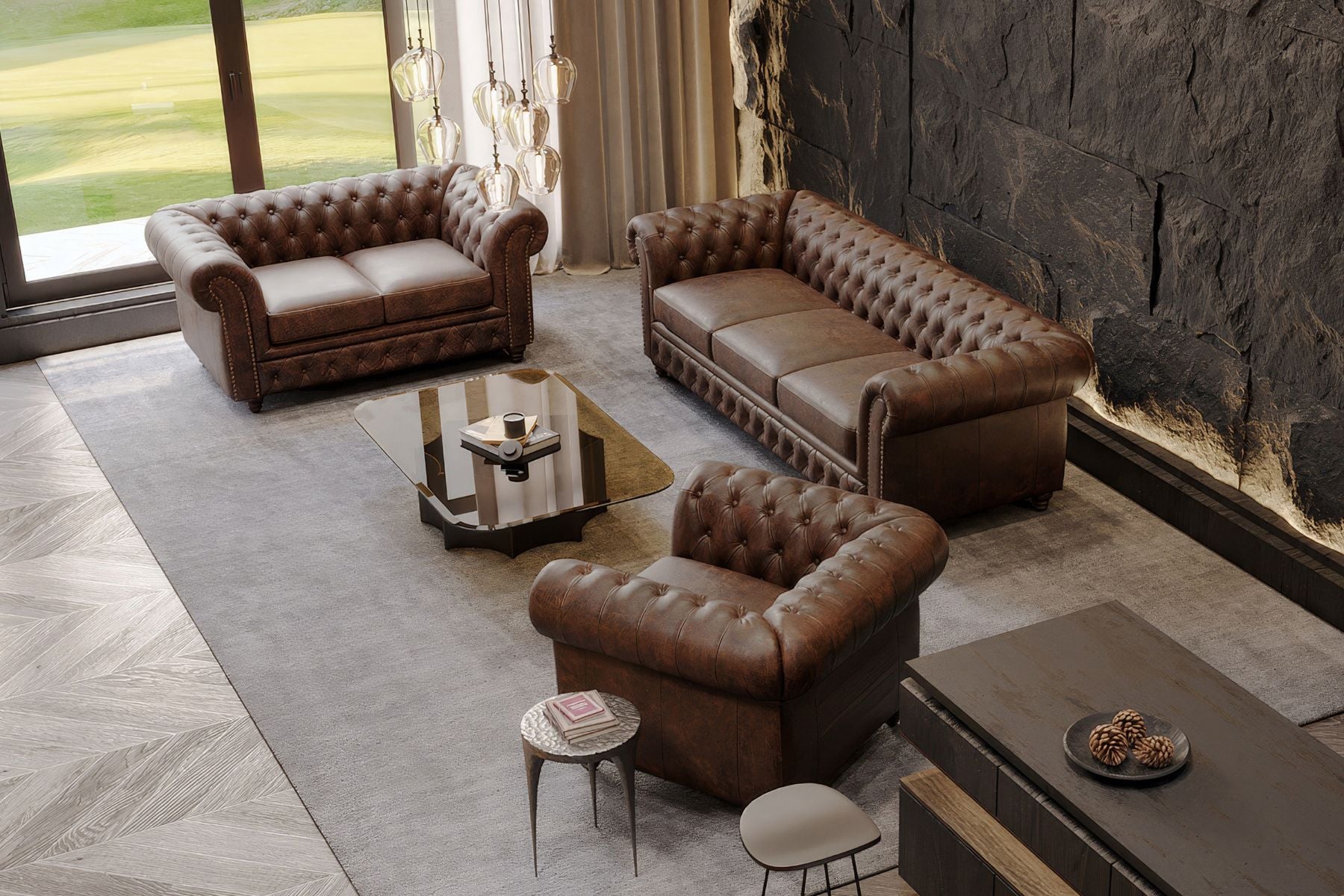 Figaro Nordic Hygge™ Leather Chesterfield Sofa