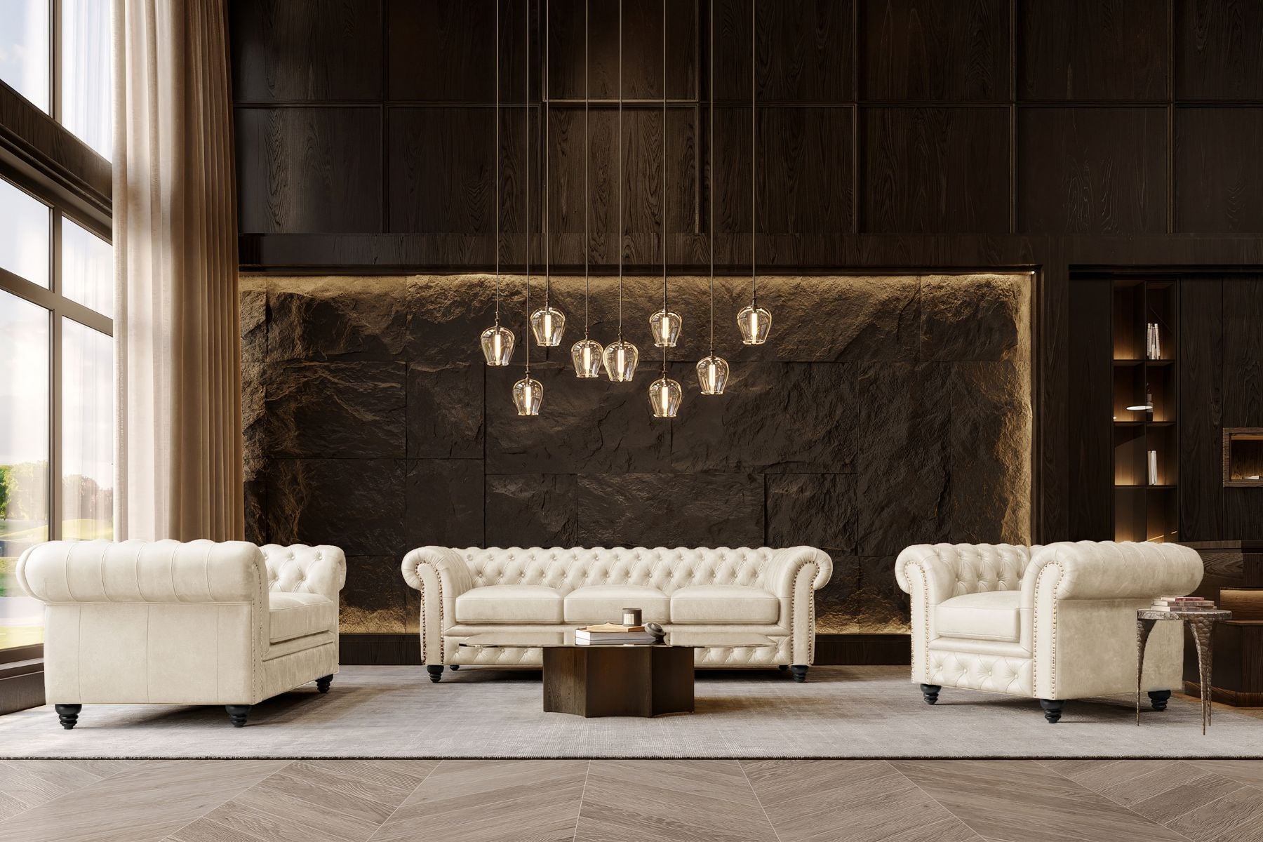 Figaro Nordic Hygge™ Leather Chesterfield Sofa