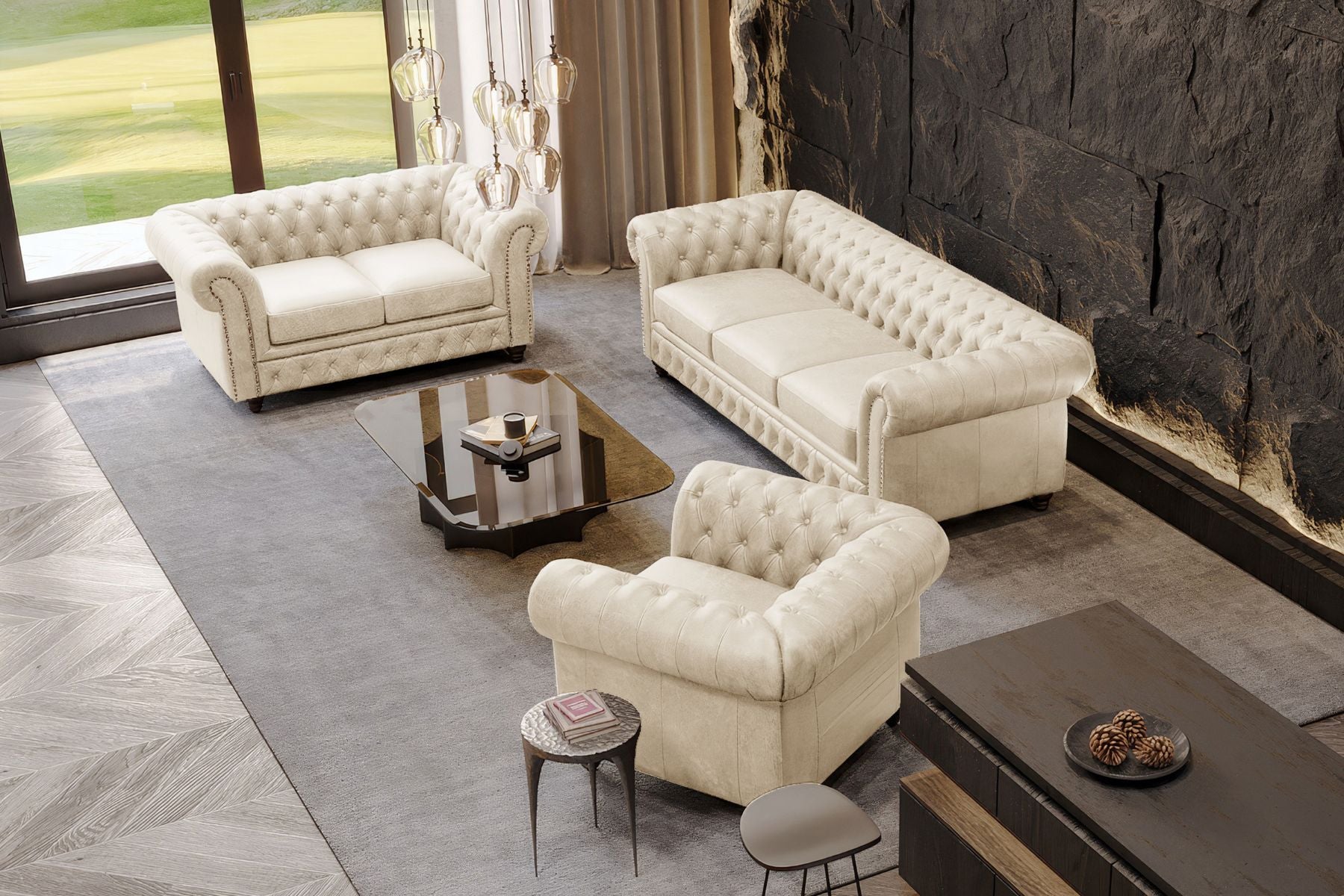 Figaro Nordic Hygge™ Leather Chesterfield Sofa