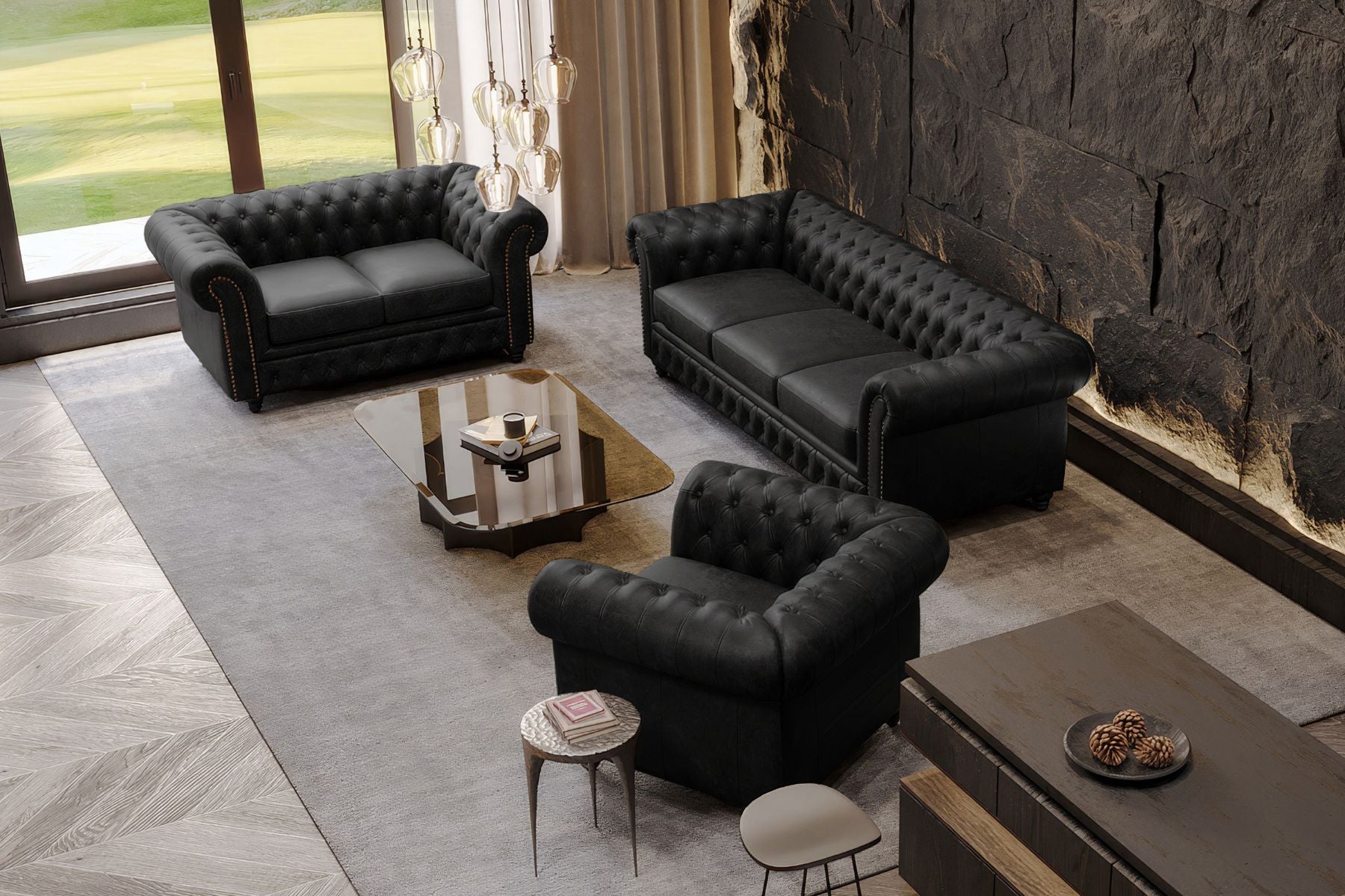 Figaro Nordic Hygge™ Leather Chesterfield Sofa