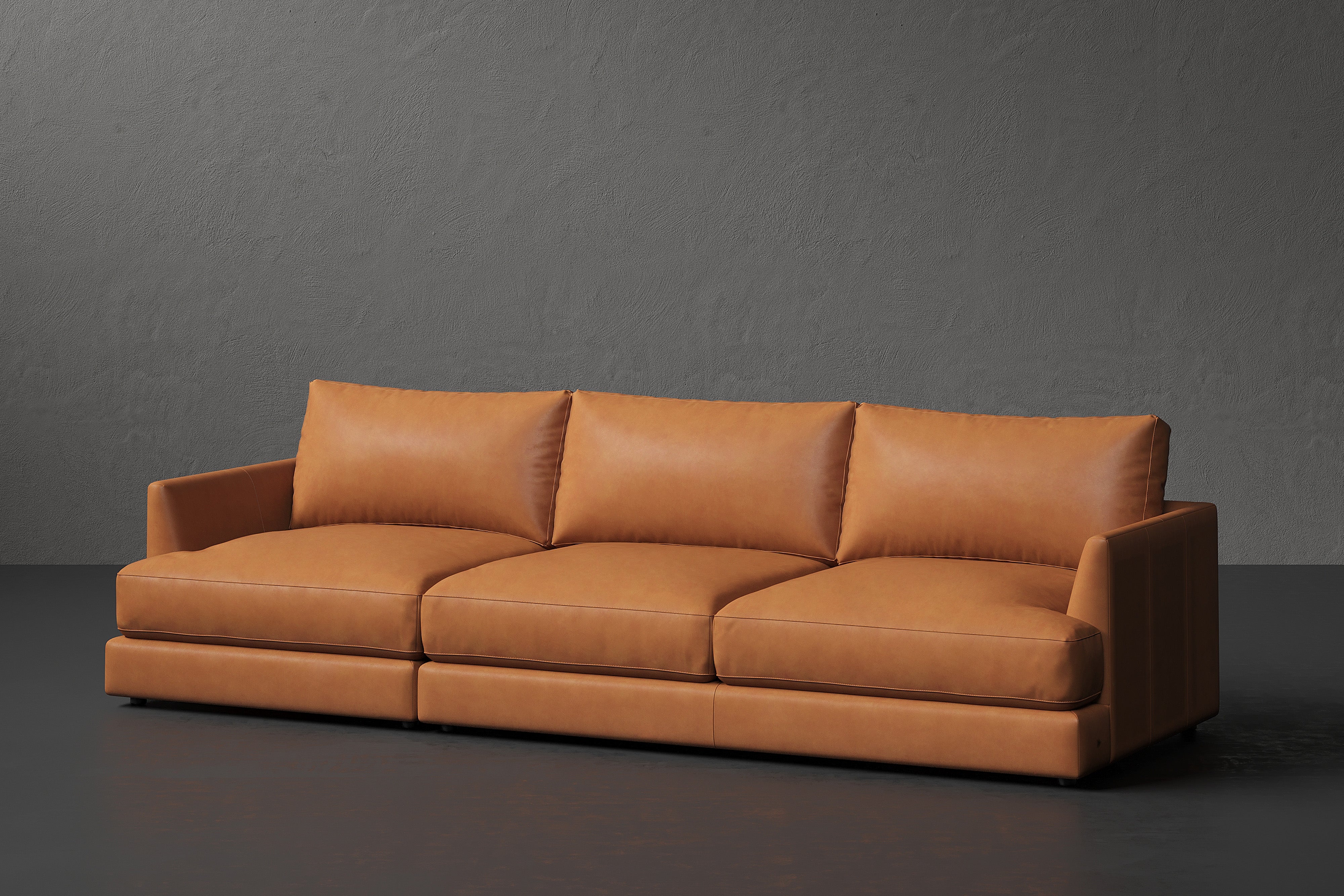 Vidal Solid Ash Wood Nordic Hygge™ Leather Sofa with ComfortSoft™ Technology