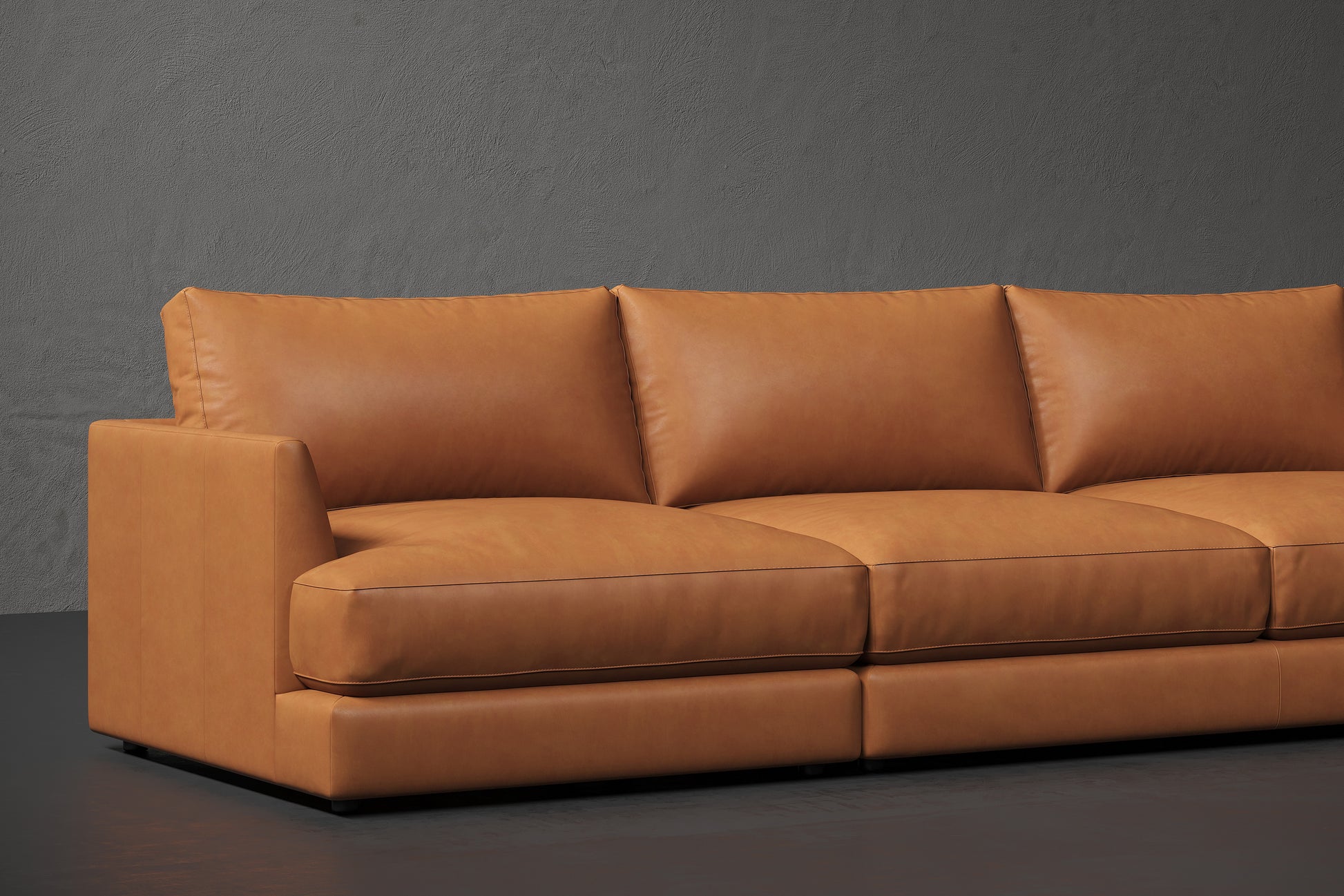 Vidal Solid Ash Wood Nordic Hygge™ Leather Sofa with ComfortSoft™ Technology