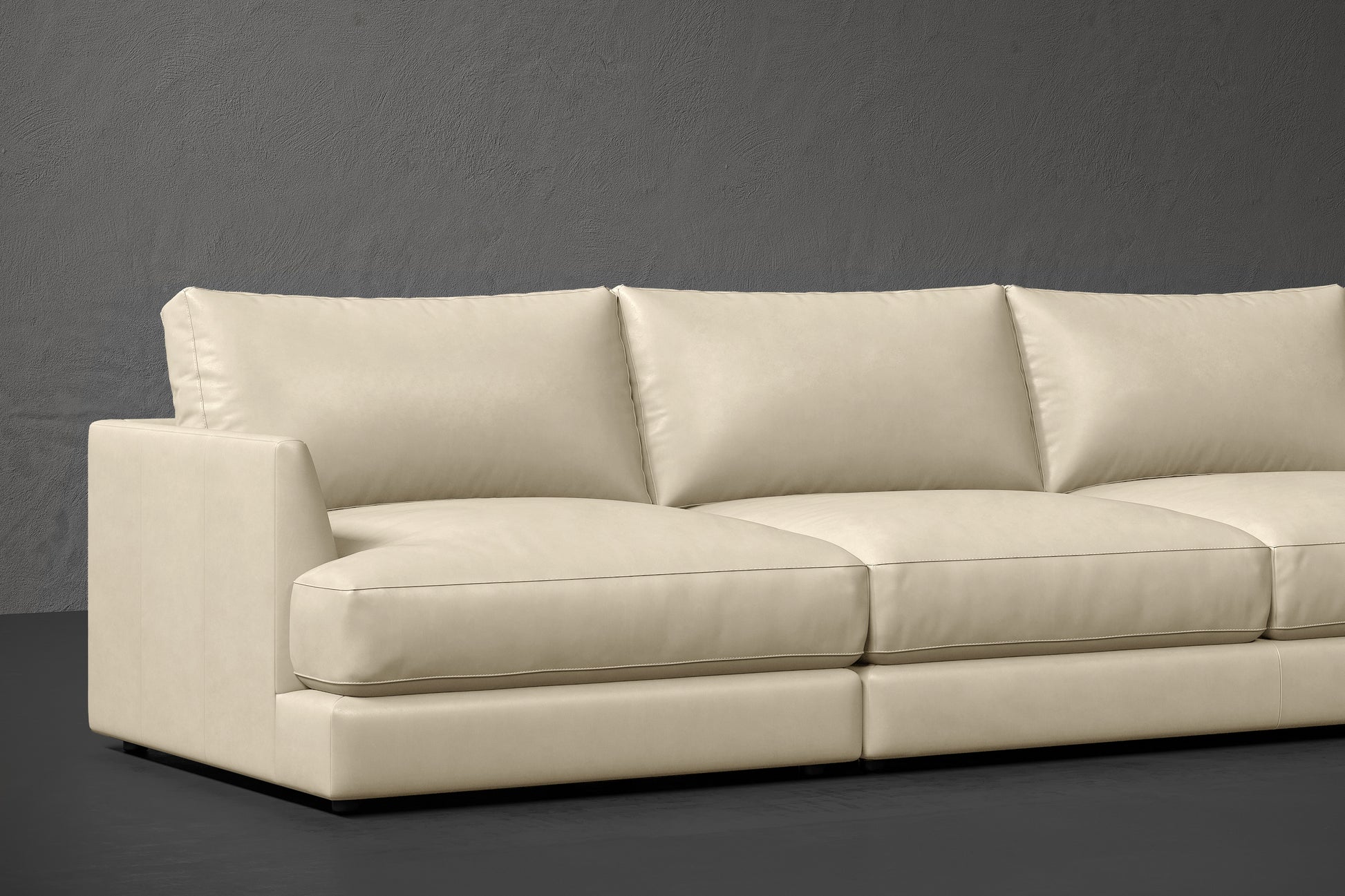 Vidal Solid Ash Wood Nordic Hygge™ Leather Sofa with ComfortSoft™ Technology