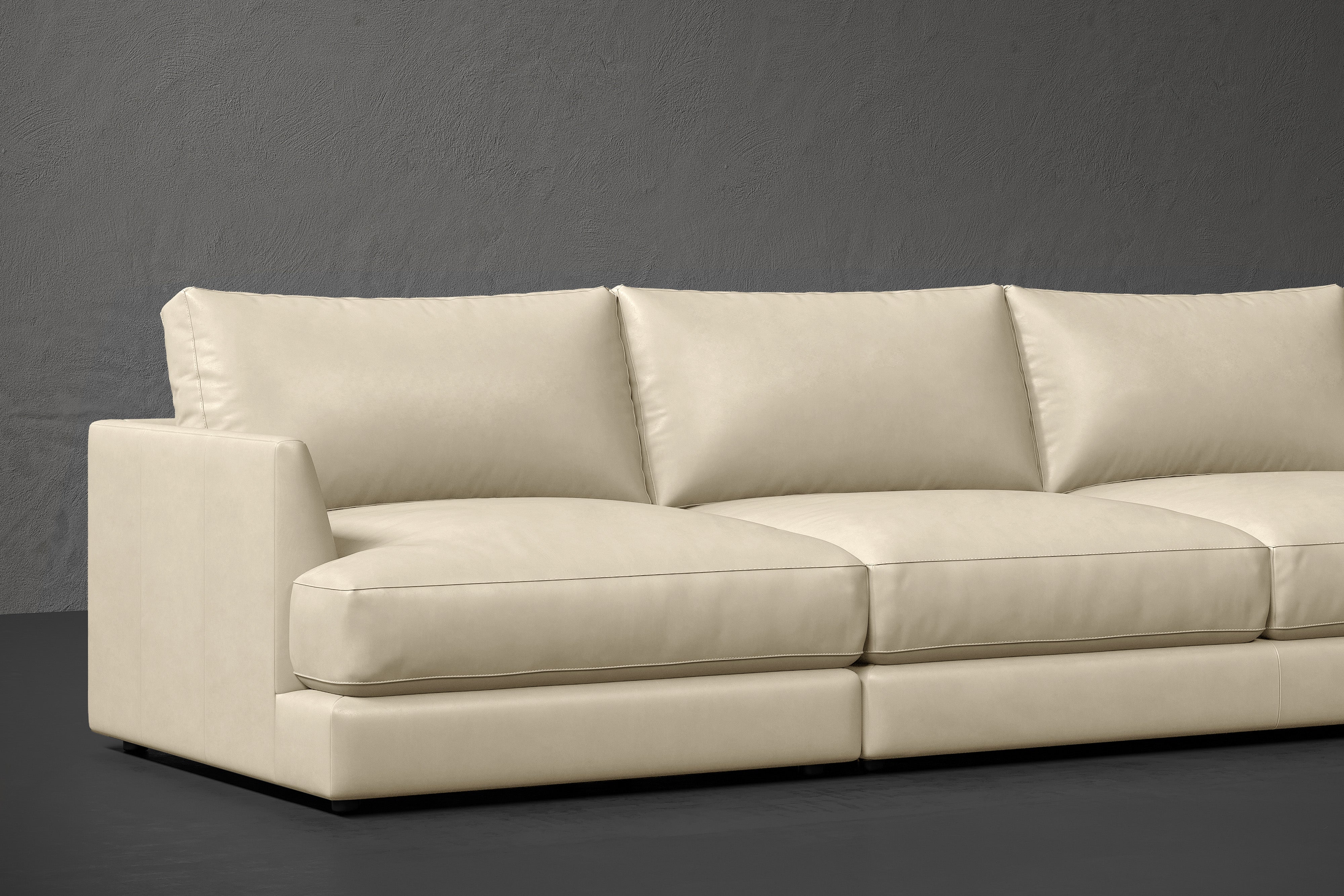 Vidal Solid Ash Wood Nordic Hygge™ Leather Sofa with ComfortSoft™ Technology