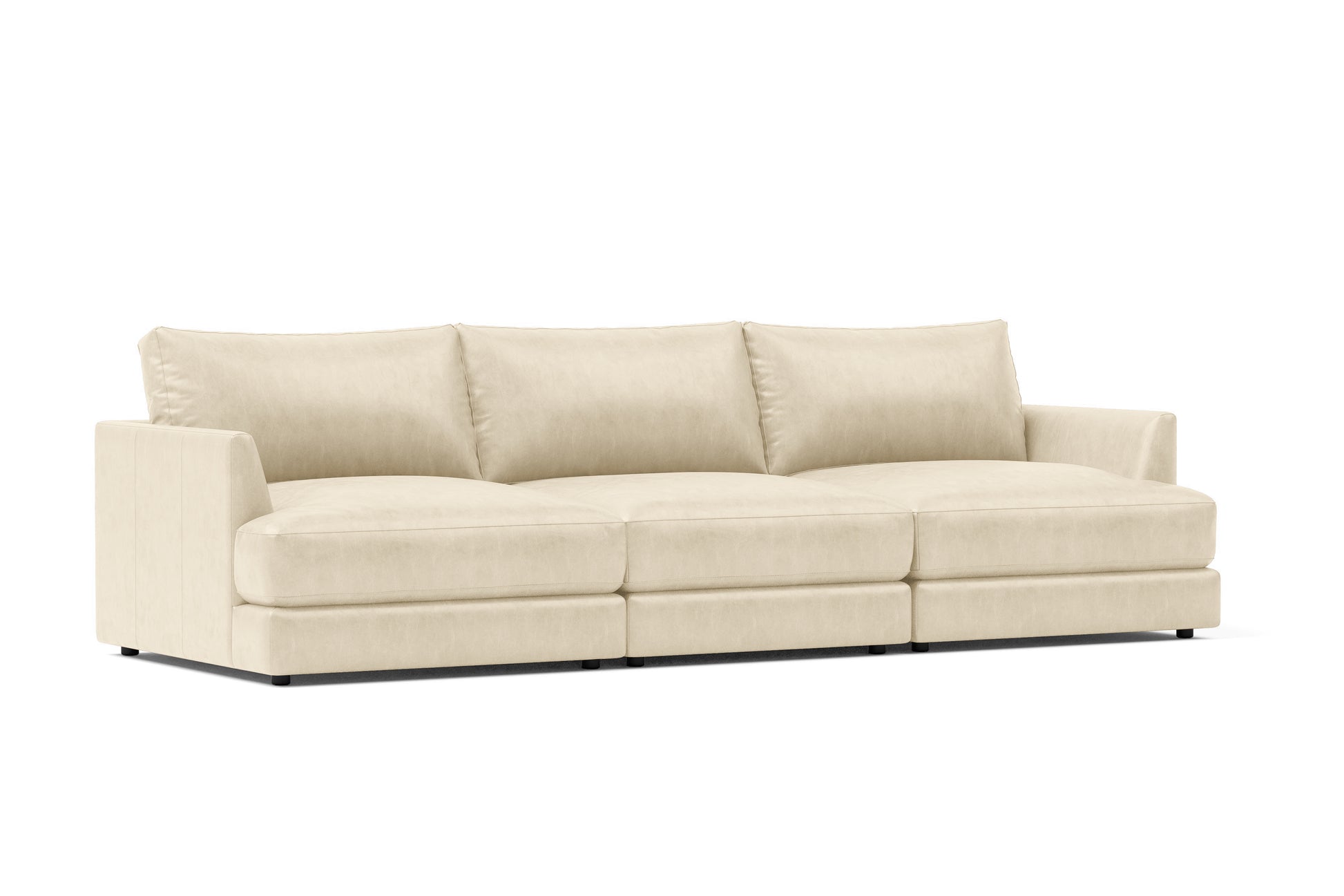 Vidal Solid Ash Wood Nordic Hygge™ Leather Sofa with ComfortSoft™ Technology