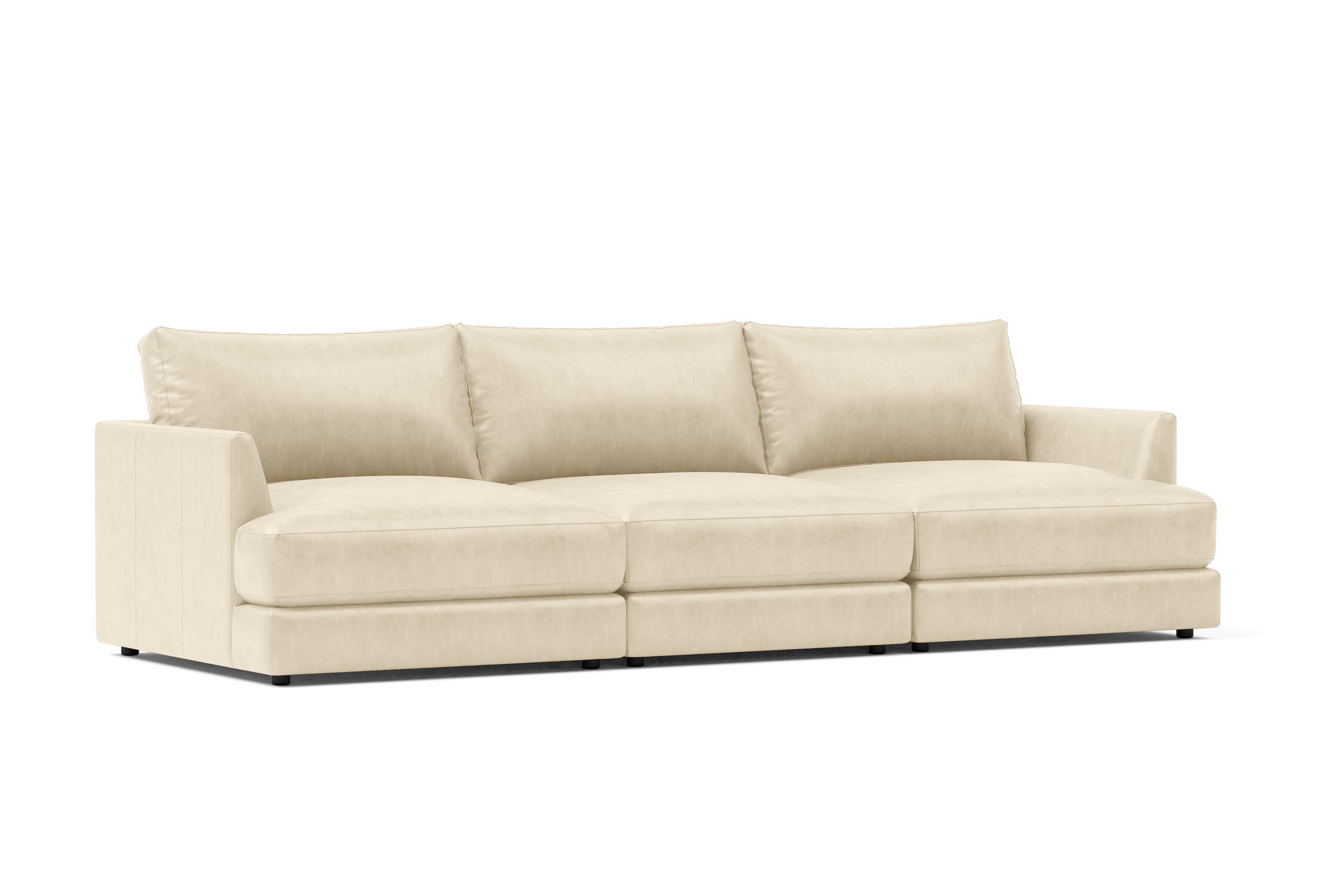 Vidal Solid Ash Wood Nordic Hygge™ Leather Sofa with ComfortSoft™ Technology