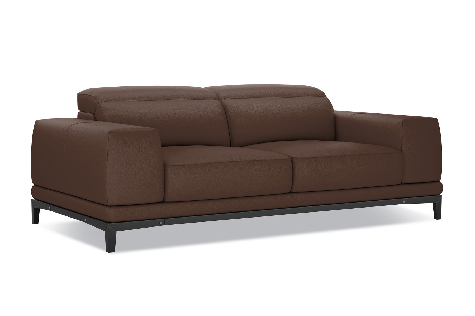 Brun Leather Sofa with Adjustable Headrests
