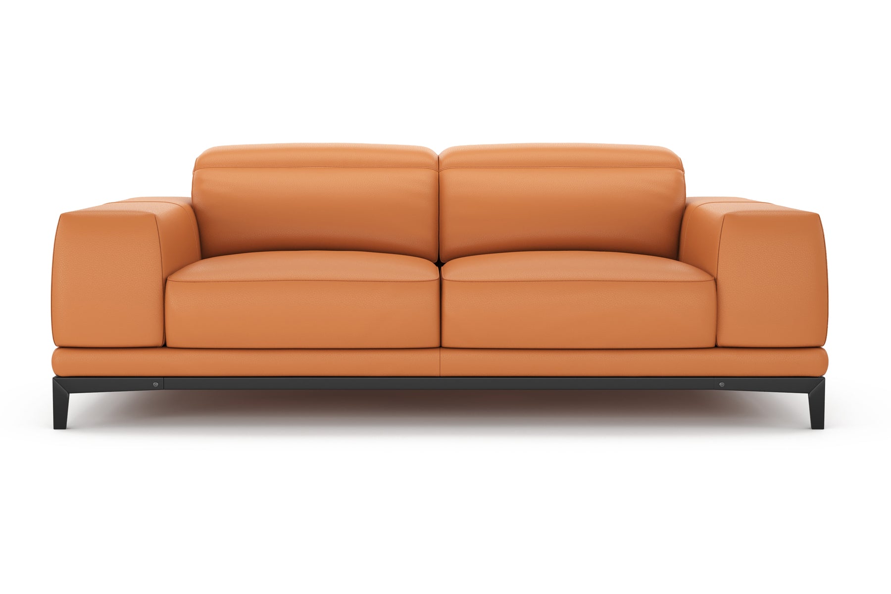 Brun Leather Sofa with Adjustable Headrests