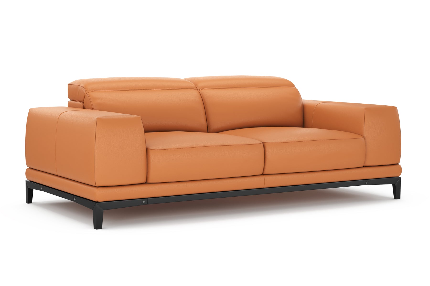 Brun Leather Sofa with Adjustable Headrests