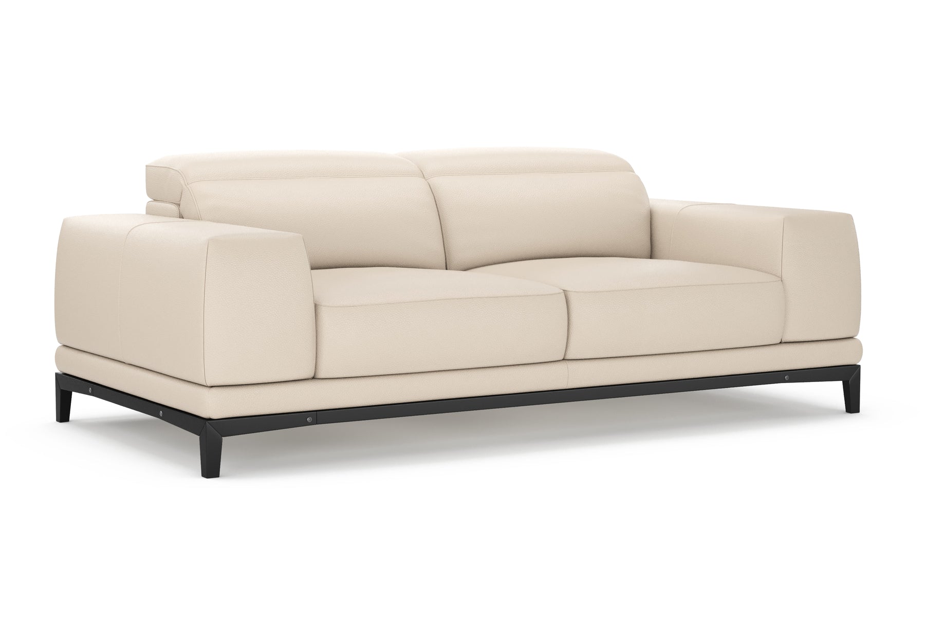 Brun Leather Sofa with Adjustable Headrests