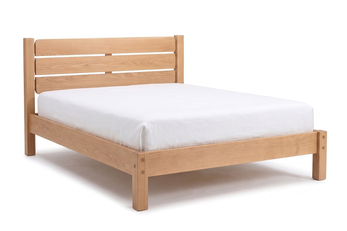 Sancerre Natural Oak Platform Bed on white