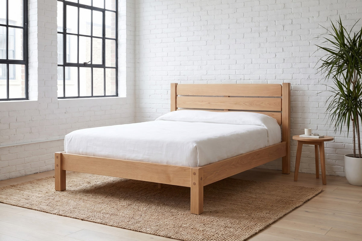 Sancerre Natural Oak Platform Bed in a room