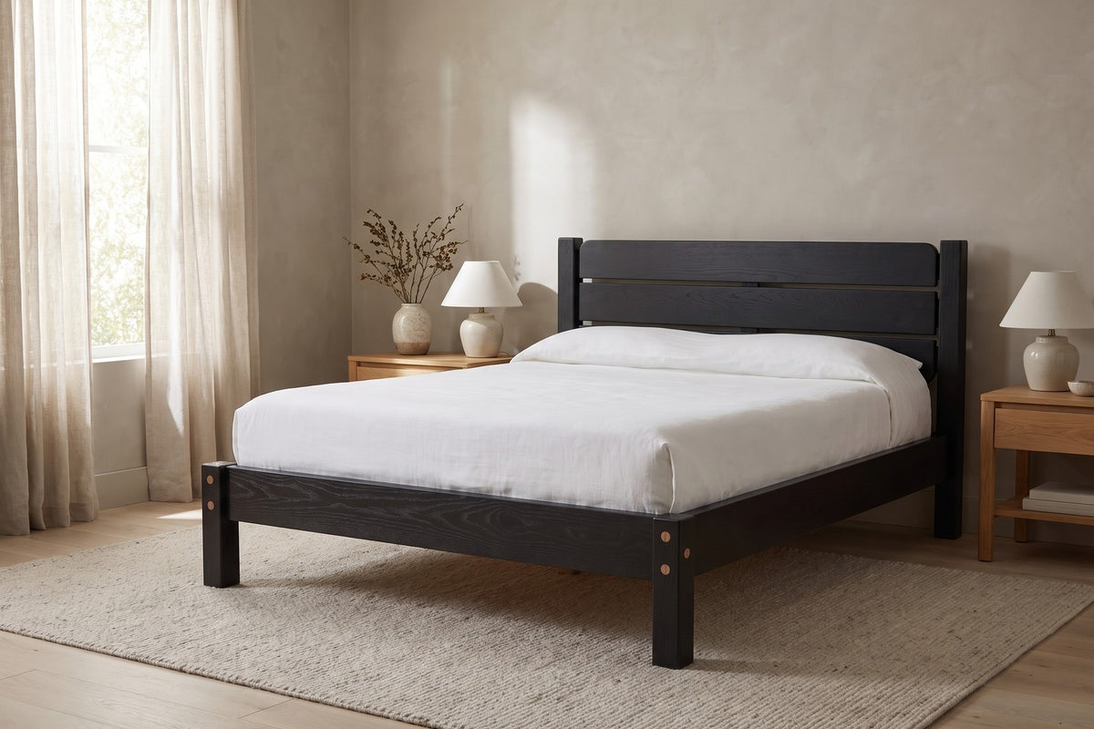 Sancerre Solid Wood Platform Bed – Low Profile, Exposed Joinery, Queen