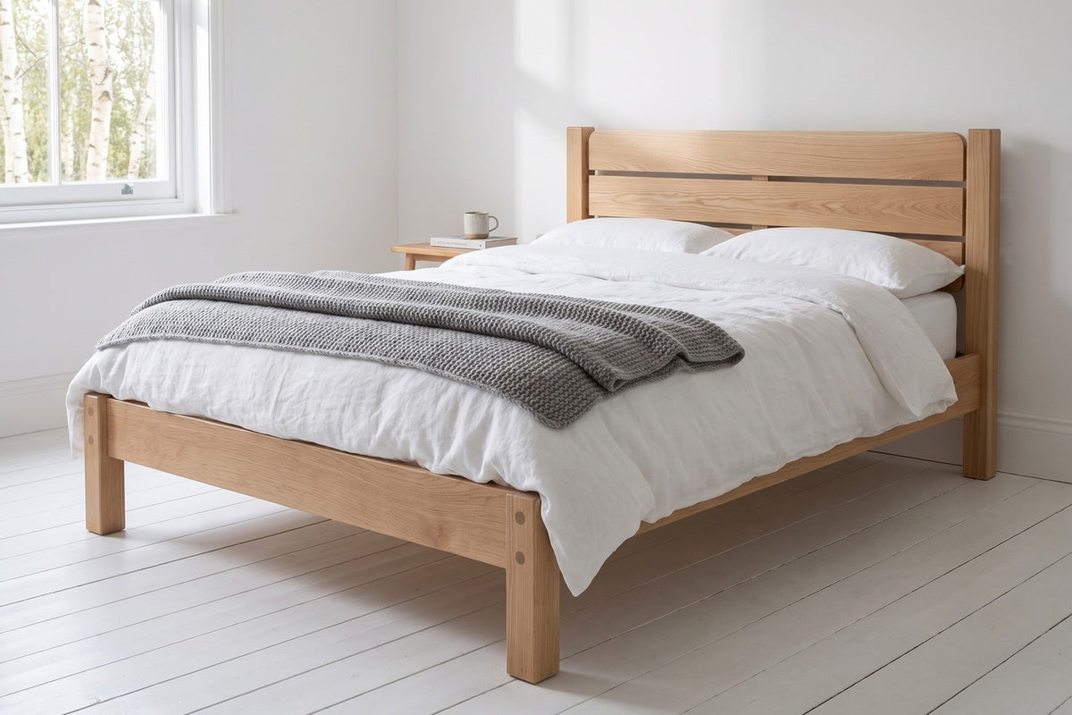 Sancerre Solid Wood Platform Bed – Low Profile, Exposed Joinery, Queen