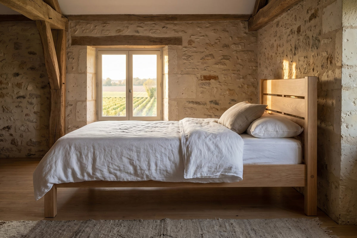 Sancerre Solid Wood Platform Bed – Low Profile, Exposed Joinery, Queen