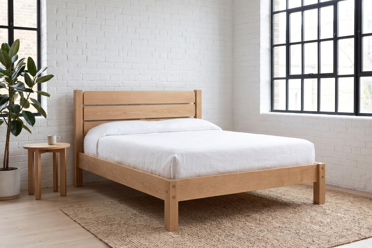 Sancerre Natural Oak Platform Bed in a room setting