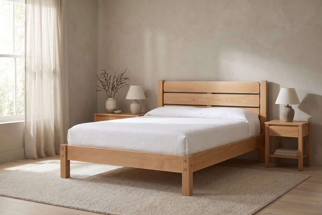 Sancerre Natural Oak Platform Bed in a living space