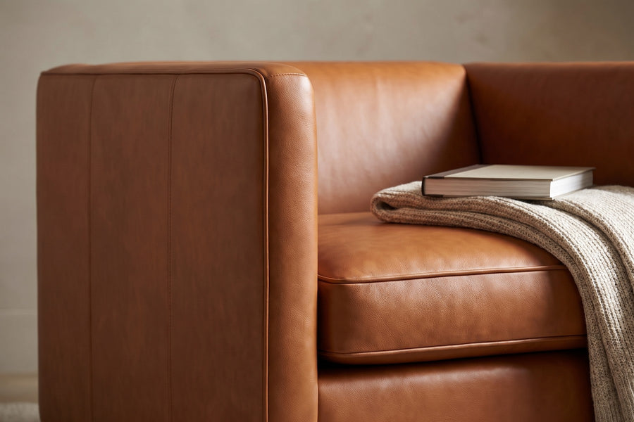 Sarlat Cognac Leather Swivel Club Chair detail
