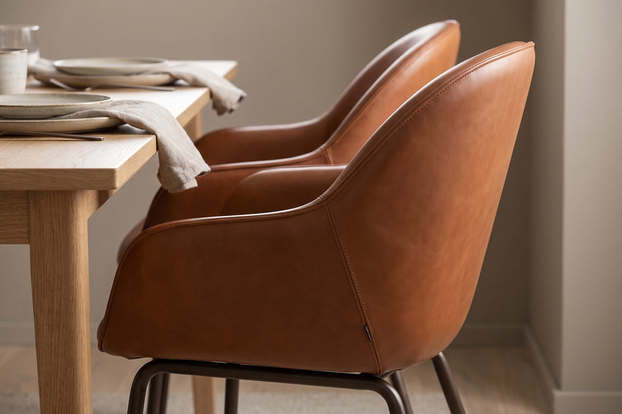 Saumur Cognac Leather Shell Dining Chair detail