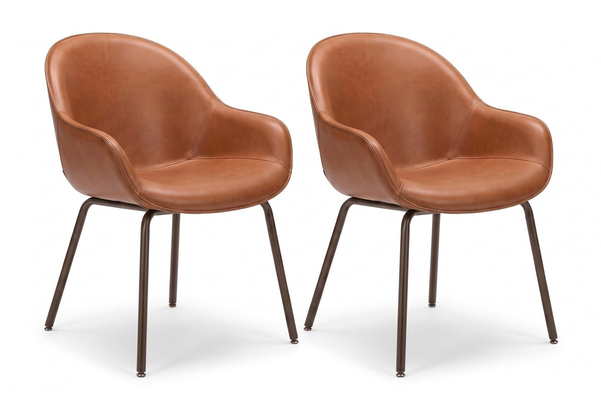 Saumur Cognac Leather Shell Dining Chair on white