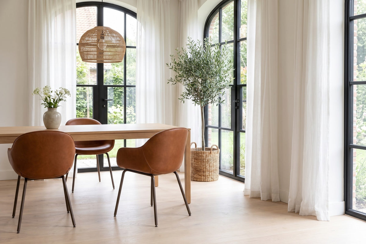 Saumur Cognac Leather Shell Dining Chair in a room