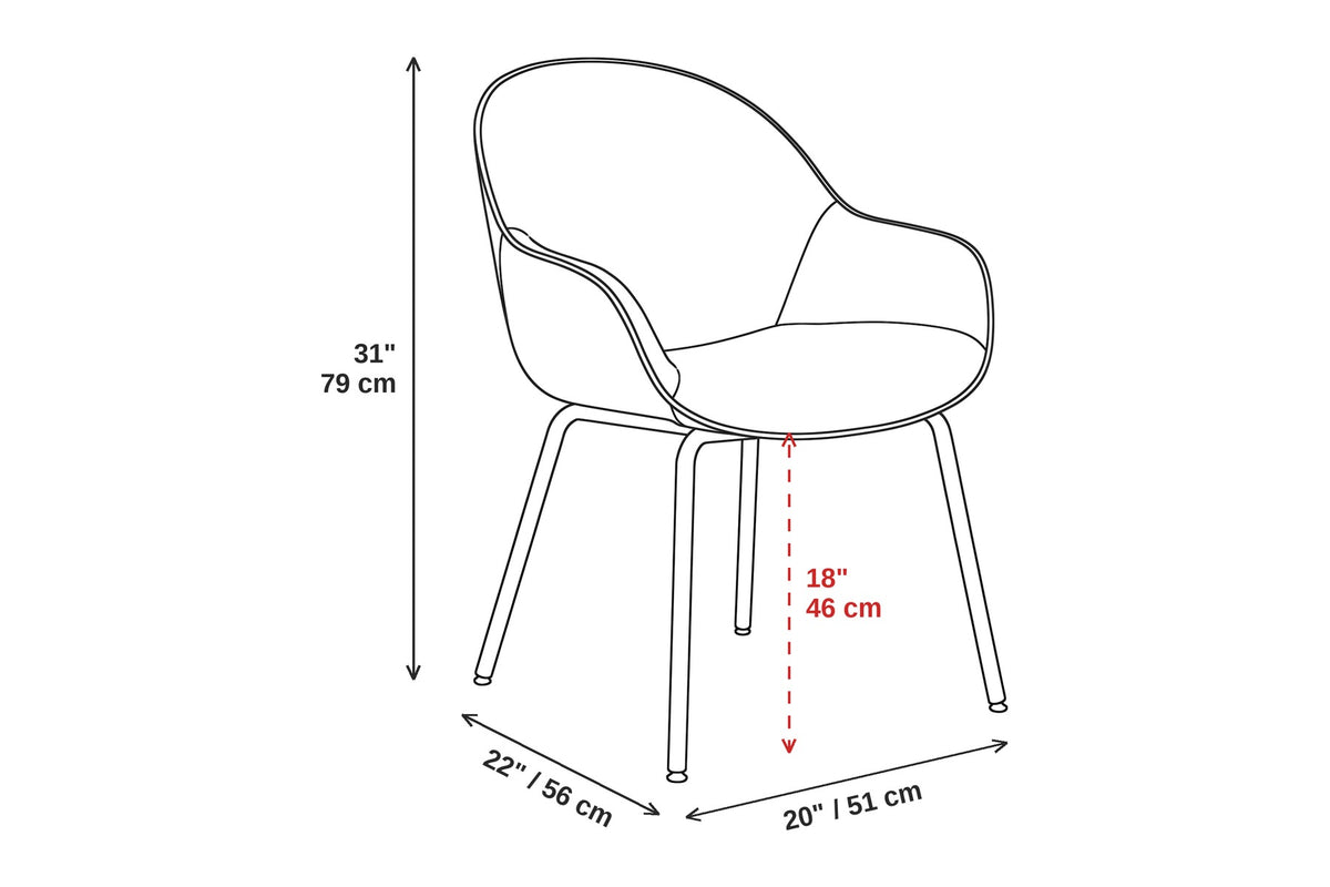 Saumur Leather Dining Chair – Curved Shell, Slim Bronze Steel Legs, Set of 2