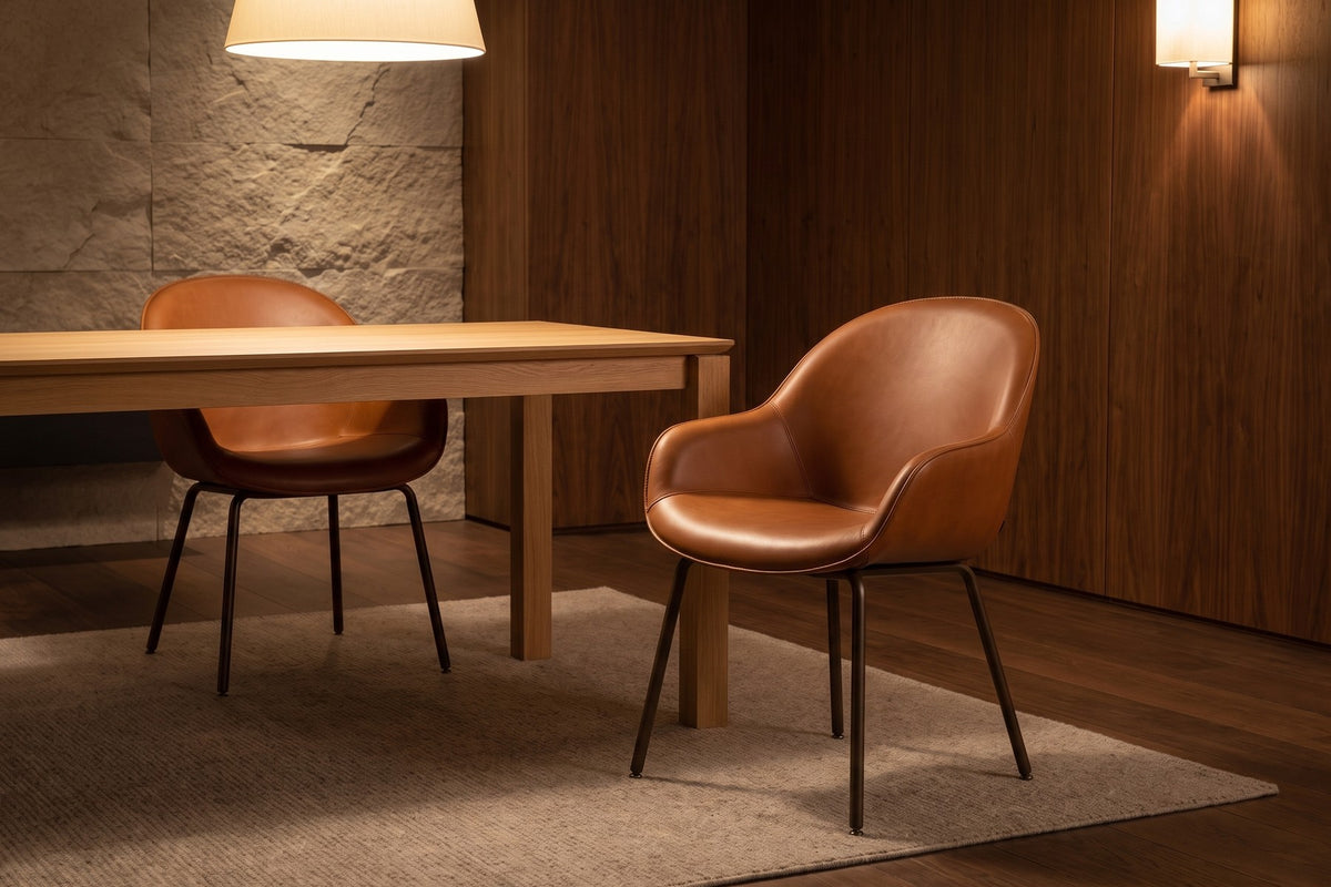 Saumur Cognac Leather Shell Dining Chair in a room setting