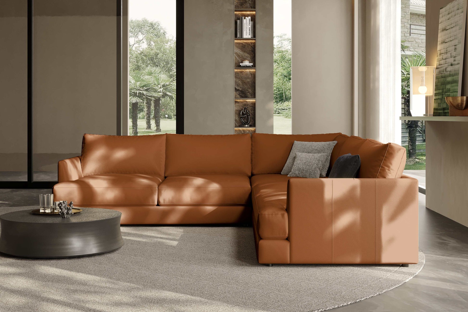 Vidal Leather L-Shape Corner Sofa