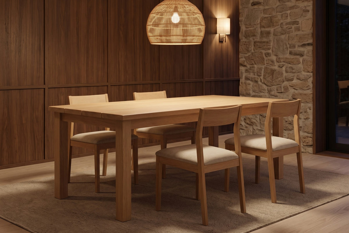 Sète Plank Dining Table in Natural Oak, in a room setting