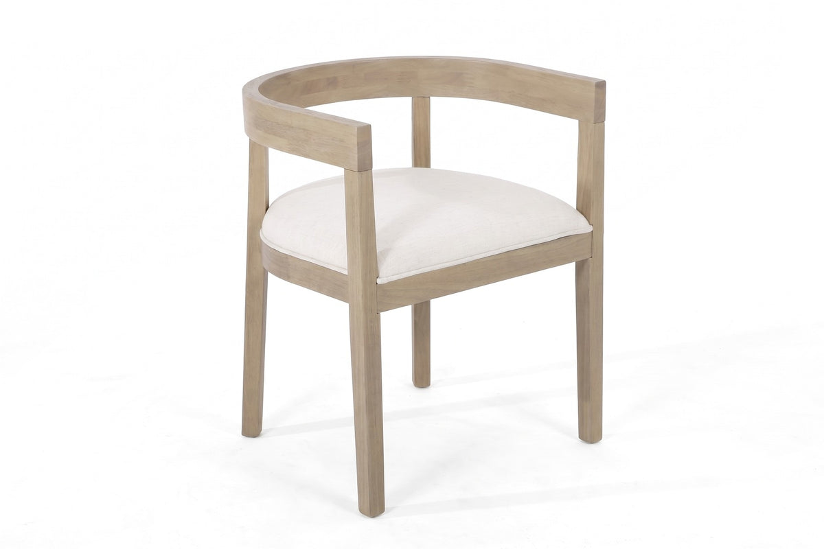 Simone Horseshoe-Back Dining Chair – Beige, Light Ash Rubberwood Frame, Set of 2