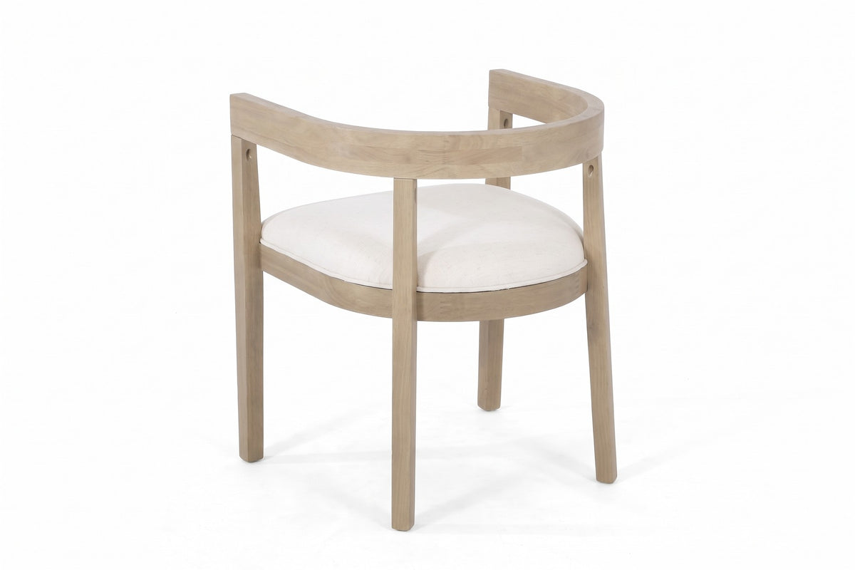 Simone Horseshoe-Back Dining Chair – Beige, Light Ash Rubberwood Frame, Set of 2