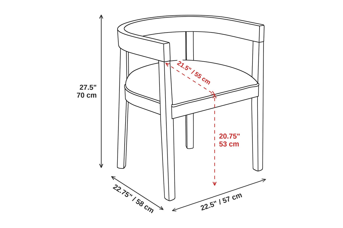 Simone horseshoe-back dining chair in light ash rubberwood dimensions: 22.5 inches (57 cm) wide, 22.75 inches (58 cm) deep and 27.5 inches (70 cm) high
