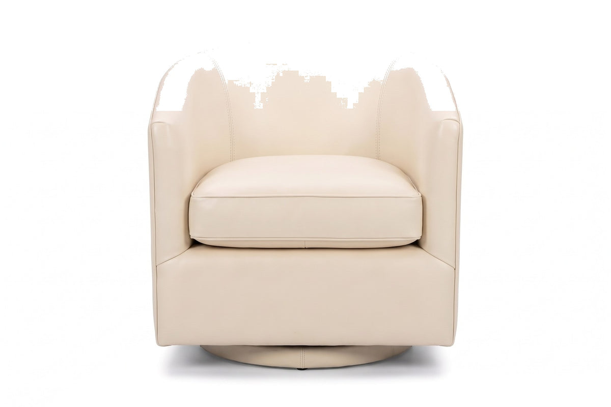 Solène Swivel Chair in Ivory, front view on white