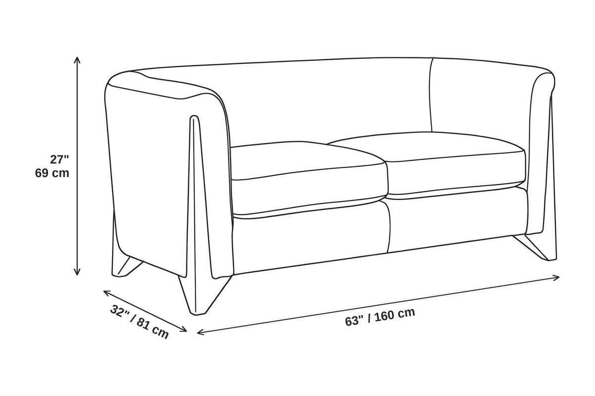 Trocadéro caramel bouclé loveseat with sculpted wood wedge feet dimensions: 63 inches wide, 32 inches deep and 27 inches high