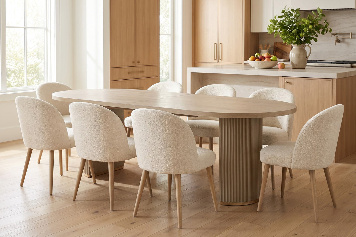 Tuileries 88" Oval Double-Pedestal Dining Table – Light Natural