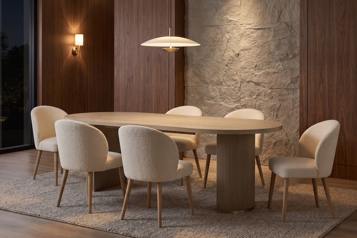 Tuileries 88" Oval Double-Pedestal Dining Table – Light Natural