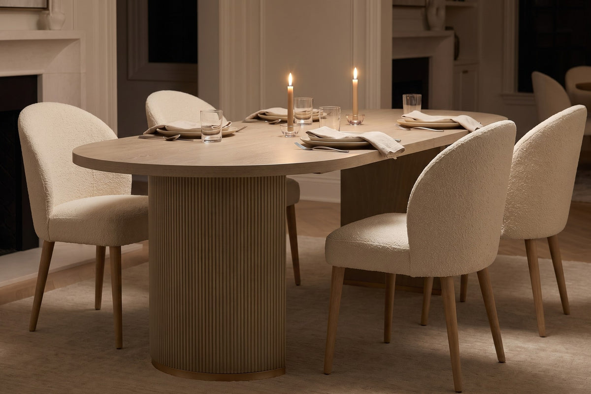 Tuileries 88" Oval Double-Pedestal Dining Table – Light Natural