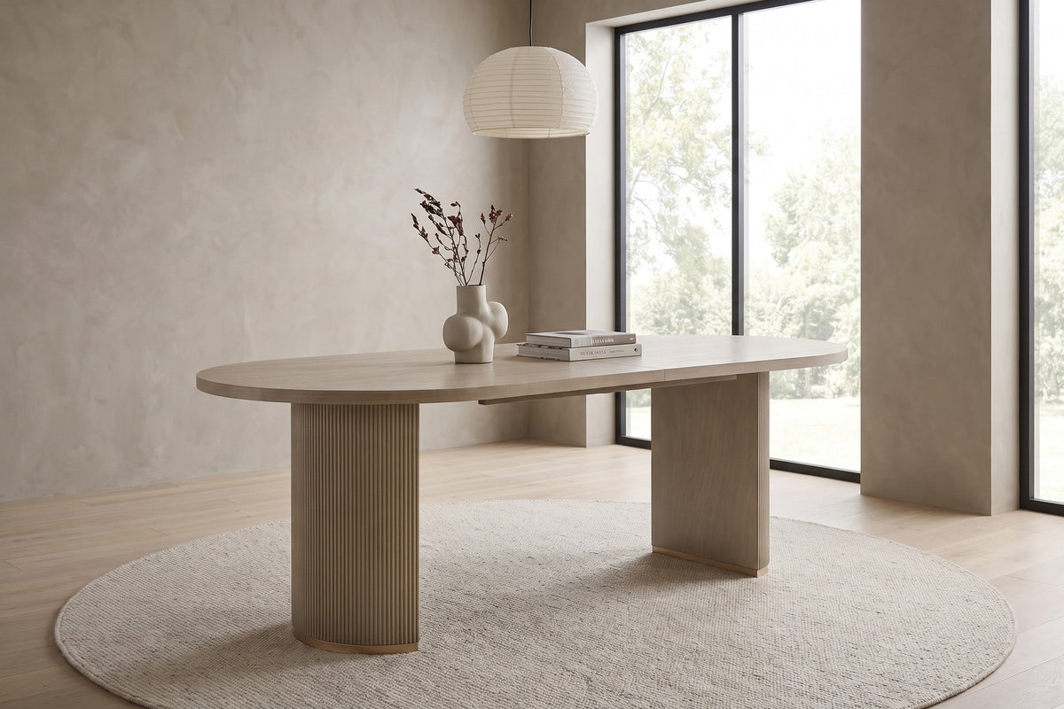 Tuileries 88" Oval Double-Pedestal Dining Table – Light Natural