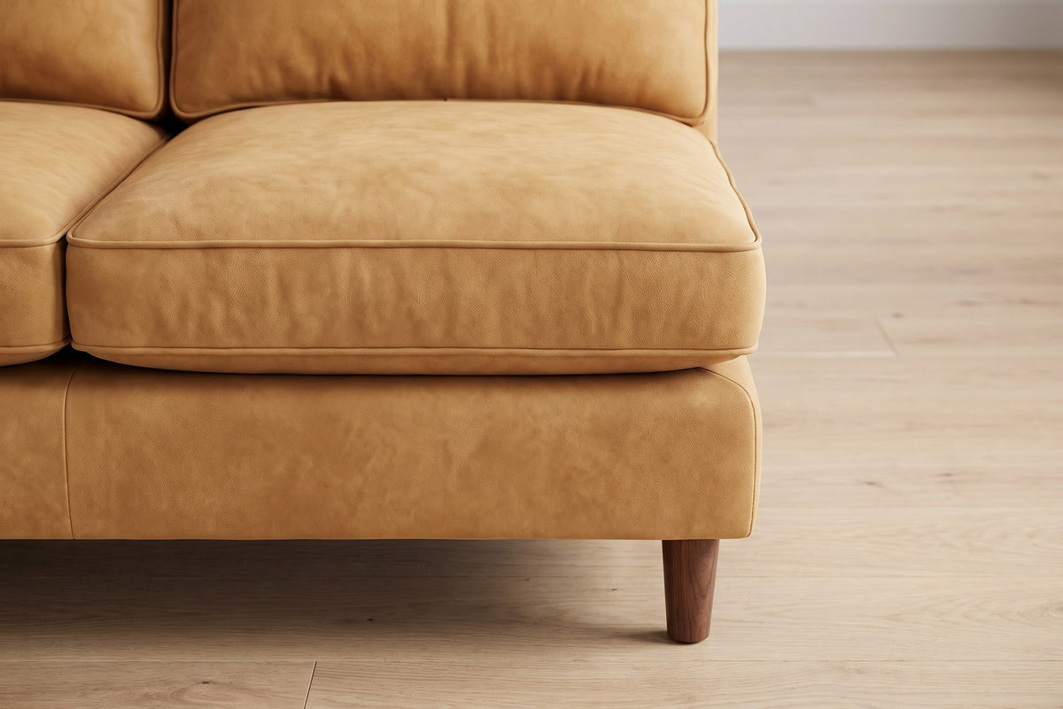 Uzès 84" Armless Nubuck Leather Sofa – Deep Feather-Wrapped Seat, Tapered Legs