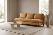Uzès Camel Armless Nubuck Leather Sofa in a living space
