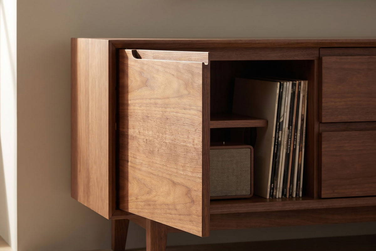 Valence Walnut Media Console detail